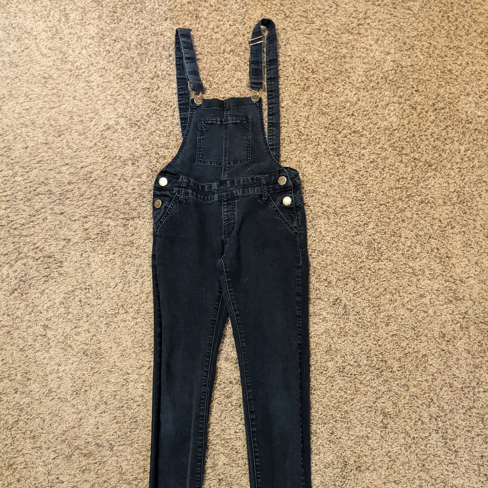 VIP Jeans Women's Very Dark Blue Overalls Skinny Stretchy 3/4
